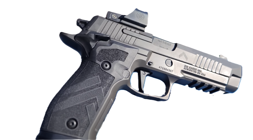 Sig Sauer P226 XFive Legion features including alloy frame, bull barrel, and upgraded trigger system.